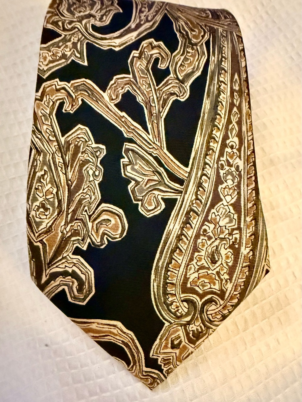 Stafford Black and Gold Paisley Silk-Tie